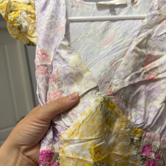 Love Shack Fancy Silk Mini Dress Russ Rainbow Patchwork Size 4 - Picture 7 of 9